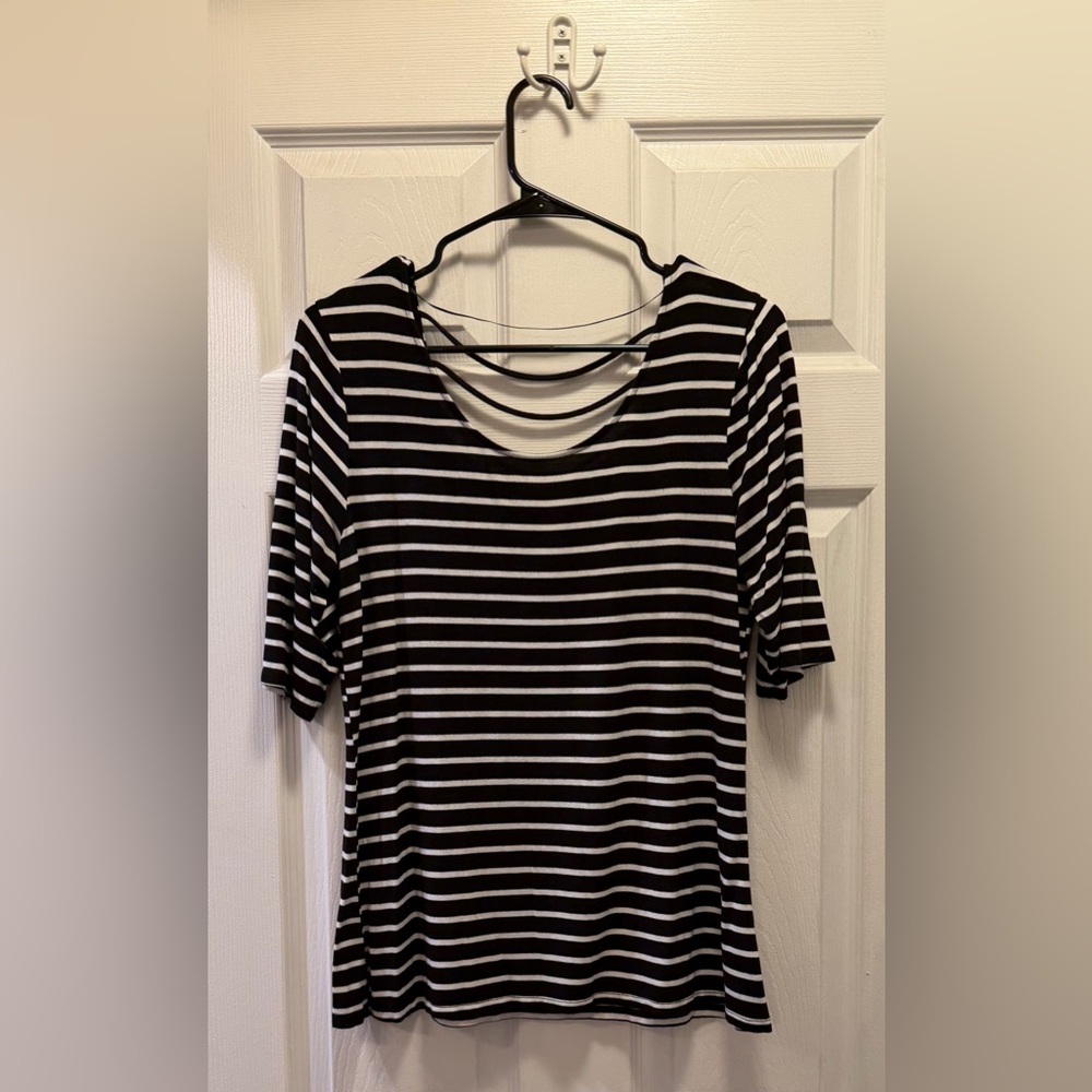Cable & Gauge Striped Scoop-Back Top